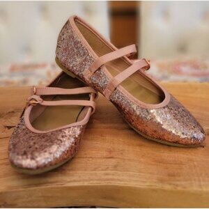 Little Stitches Girls Rose Gold Glitter Shoes Size 5